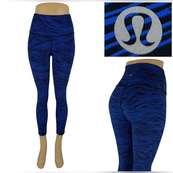 Lululemon High Times Pant Full-On Luxtreme Blue Black Zebra 4 - Picture 3 of 14